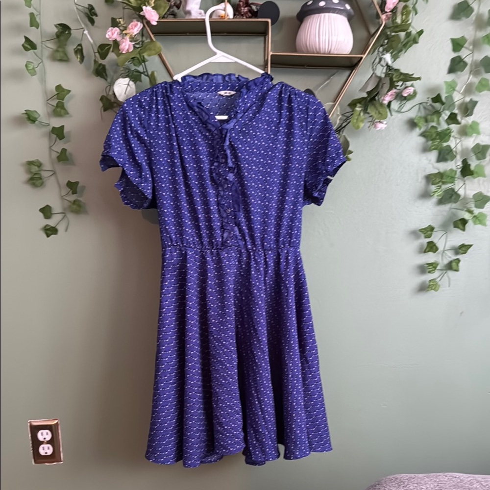 Modcloth Ruffle Purple Puff Button Sleeve Tiered Midi Dress